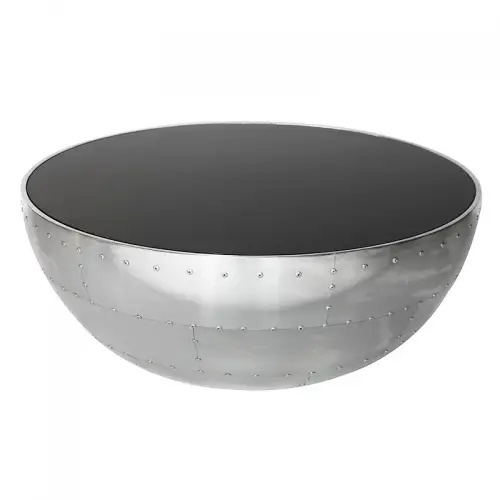 By Kohler  Coffee Table Braden 82x82x34cm silver black top (115083)