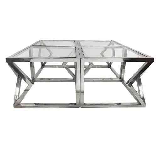  Endtable Elton 55x55x43cm silver Clear Glass
