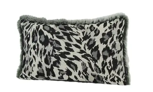 Pillow Naomi Black / RS fur Taupe 25x40cm