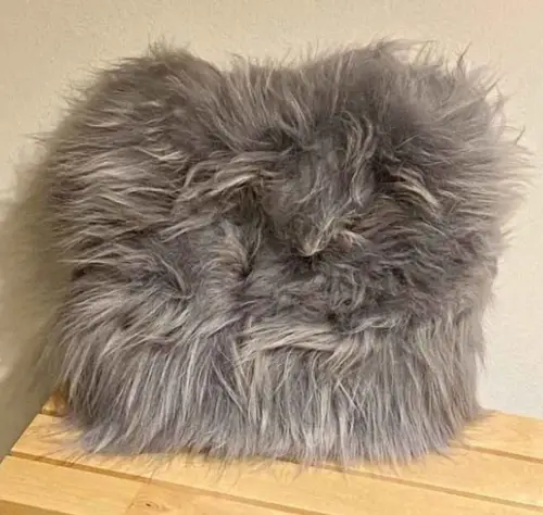 Sheep Skin Pillow 40x40cm Grey
