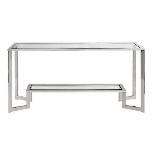 By Kohler  Console Table Sheldon 160x40x78cm silver Clear Glass (115472)