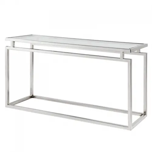 By Kohler  Console Table Skelton 150x45x78cm silver Clear Glass (115474)