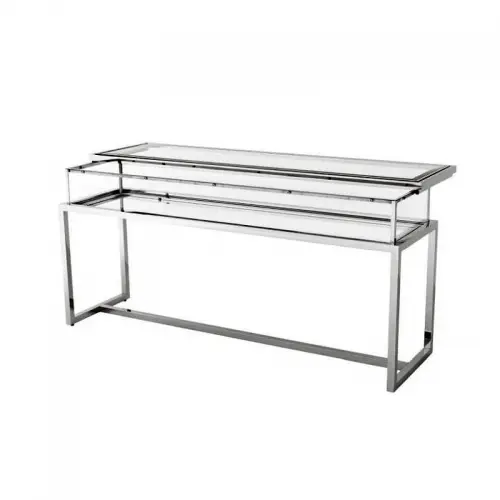 By Kohler  Console Table Prescott sliding top silver Clear Glass (115475)