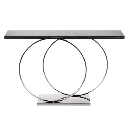 By Kohler  Console Table Ridley 150x36x91cm silver Black Glass (115477)