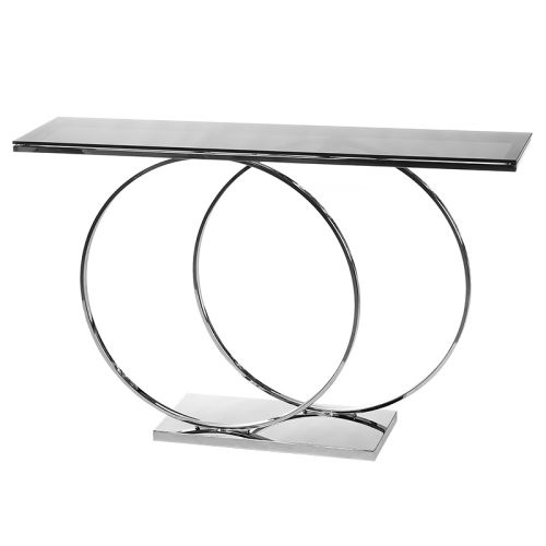 By Kohler  Console Table Ridley 150x36x91cm silver Black Glass (115477)