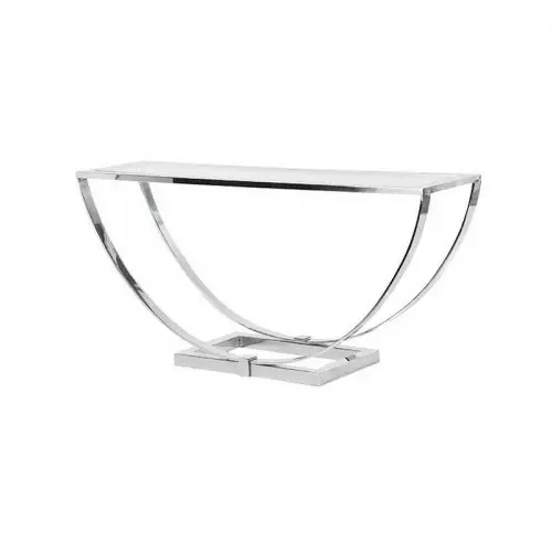 By Kohler  Console Table Rutherford 160x40x75cm silver Clear Glass (115479)