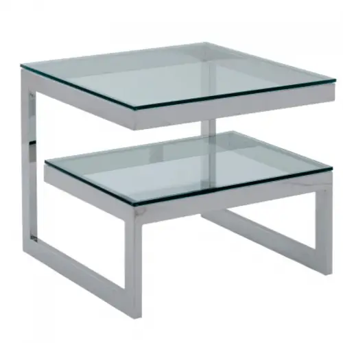 By Kohler  Side Table Magnus 65x65x55cm silver Clear Glass (115482)