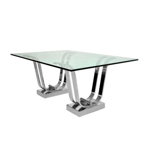 By Kohler  Dining Table Cairo 220x120x75cm silver Clear Glass (115490)