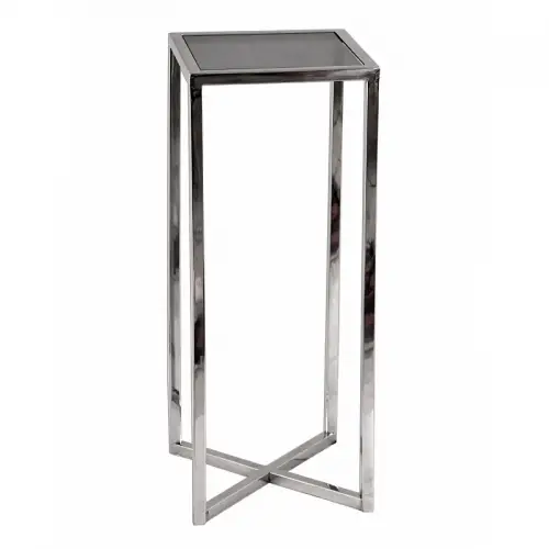  Side Table 30x30x75cm Black Glass