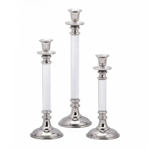 Candleholder Marsala 11x11x27cm Medium white silver