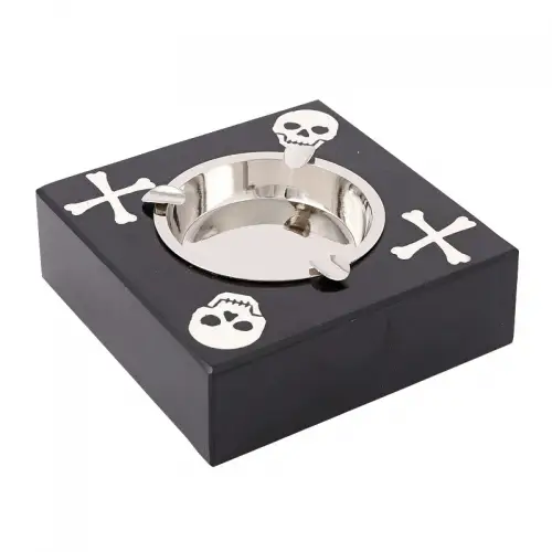  Ashtray 16x16x6cm Skull & Bones