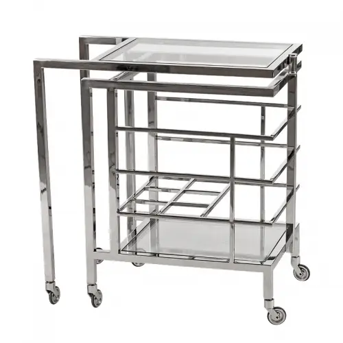  Bar Trolley Ernesto 72x42x77cm With Clear Glass