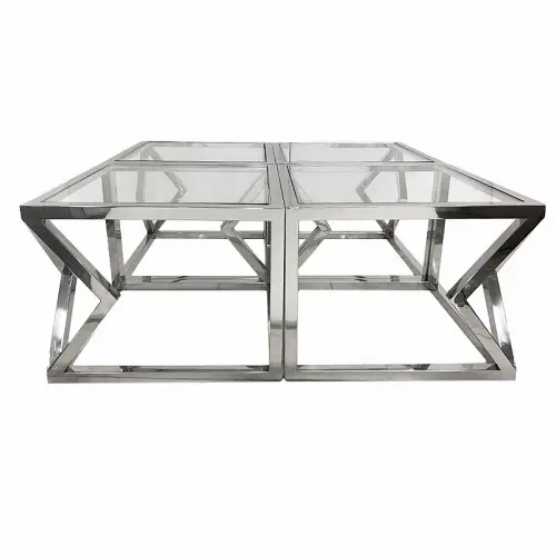 By Kohler  Coffee Table Elton 112x112x43cm silver Clear Glass (109563)