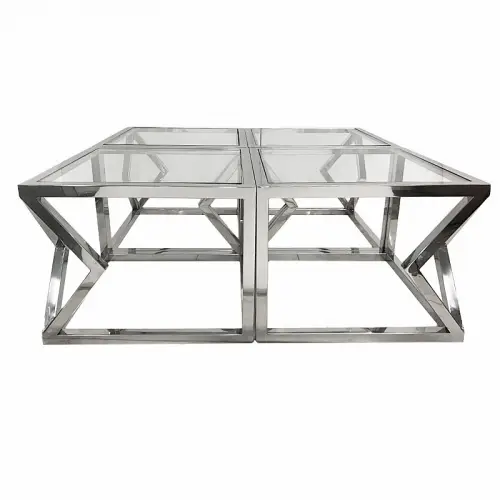  Coffee Table Elton 112x112x43cm silver Clear Glass