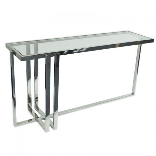 By Kohler  Console Table Tenley SALE  148x42x76cm silver Clear Glass (108814)