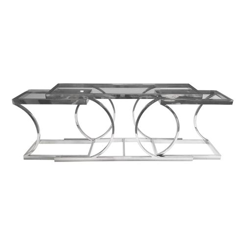 By Kohler  Console Table Appleton 150x43x75cm silver Clear Glass (107815)