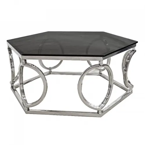  Coffee Table 99x99x40cm With Black Glass