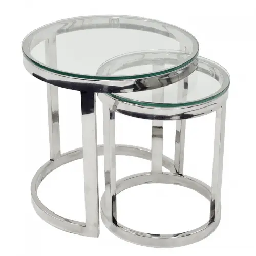 By Kohler  Side Table Set Haley 55x55x55cm With Clear Glass (108554)