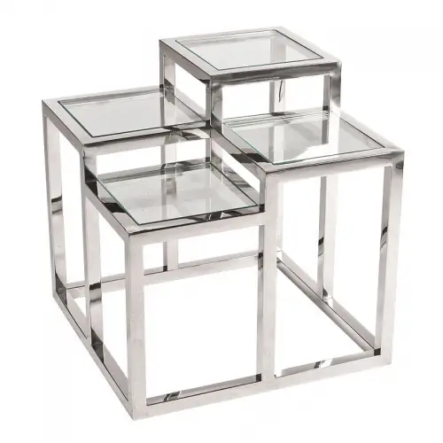  Side Table 60x60x62cm With Clear Glass