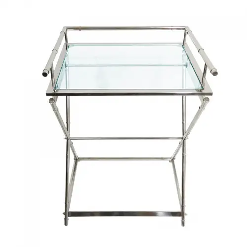 By Kohler  Side Table Hornsby silver With Clear Glass (104955)