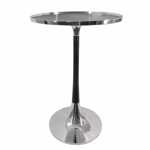 By Kohler  Side table round silver with leather (103003)