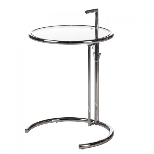 By Kohler  Design side Table Dwayne silver with clear glass (102317)