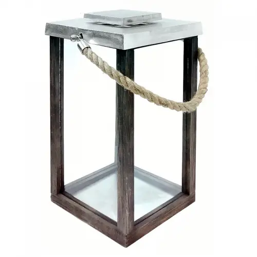 By Kohler  Lantern 25.5x25.5x46cm with rope silver (111657)