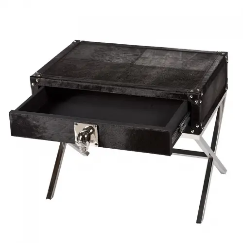 By Kohler  Side Table Duncan black bull skin with skull handle (110009)