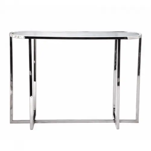 By Kohler  Console Table Harlow 100x30x71cm Oval silver Glass  (111630)