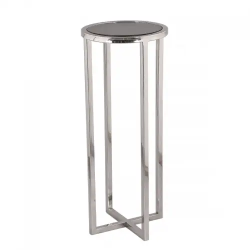  Side Table Koa 30x30x75cm Black Glass