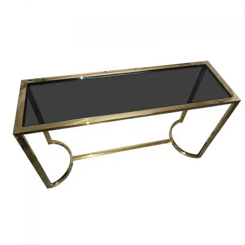By Kohler  Console Table gold Manley 140x45x78cm Black Glass (111433)