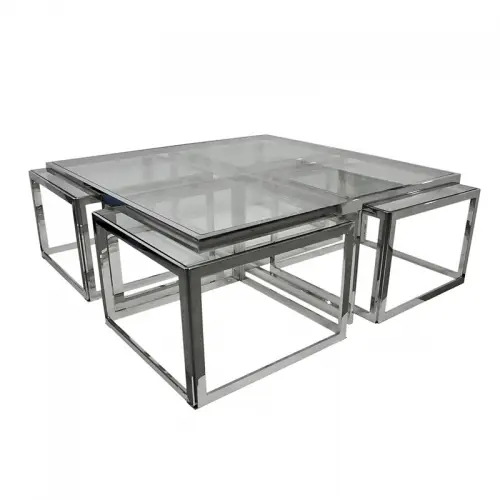 By Kohler  Table Rowley 120x120x45cm silver Clear Glass (110827)