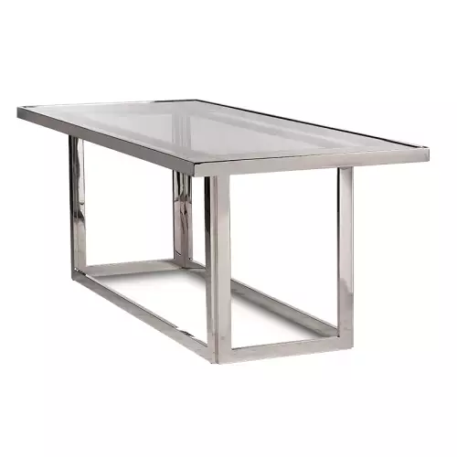 By Kohler  Table Brandfort 220x90x77cm SILVER  Clear Glass (110825)