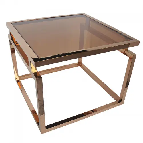  Coffee Table Stapleton 65x65x50cm gold Smoked Glass
