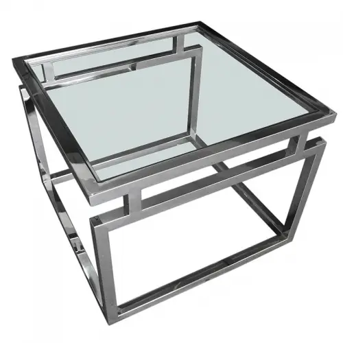 By Kohler  Coffee Table Sydney 65x65x50cm silver Clear Glass (110820)