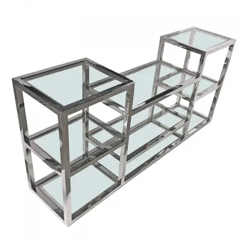 By Kohler  Wall Table Harlan 160x38x75cm Clear Glass silver (110819)