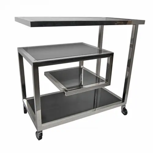  Bar Trolley Wesson 83x42x78cm silver Black Glass