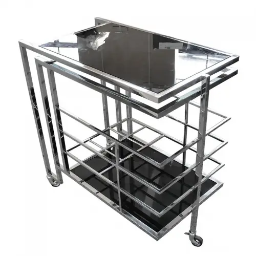  Bar Trolley Darrell 77x42x78.5cm silver Black Glass