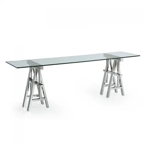 By Kohler  Table Colson 200x50x66/75.5cm SILVER Clear Glass (109807)