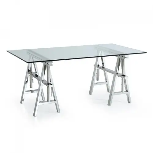  Table Delavan SALE  150x85x66/75.5cm silver clear glass