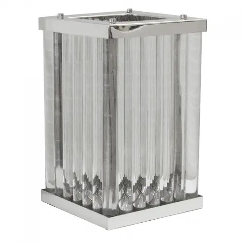  Hurricane Light 25x25x40cm Art Deco Large Square silver glass