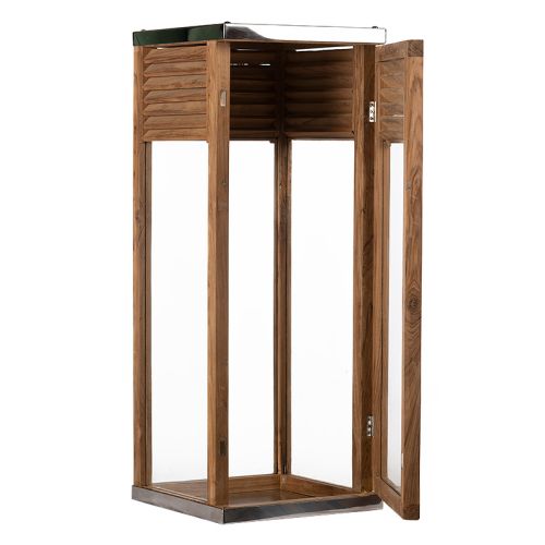 By Kohler  Lantern 30x30x80cm Louvre Medium brown wood glas silver (107891)