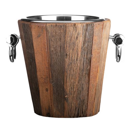 By Kohler  Winecooler silver wood 26x26x27cm With Handle (107886)