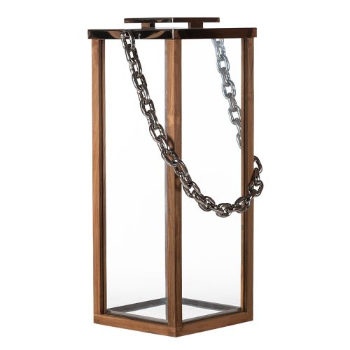 By Kohler  Lantern 30x30x80cm wood and glass Large with Chain Handle (104934)