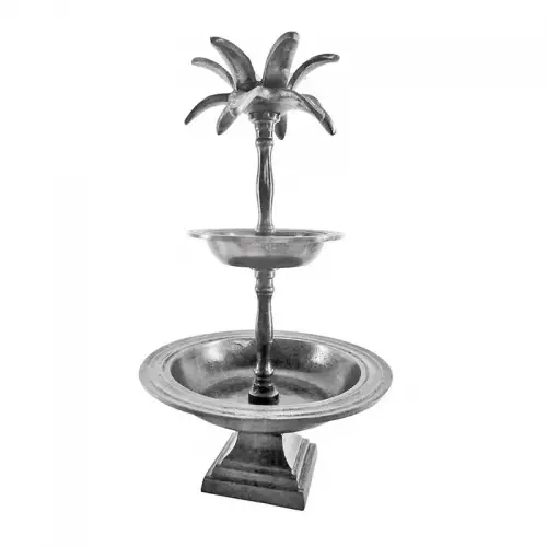 By Kohler  2-Tier Stand 25x25x42cm (Plate 25&15cm) raw silver palm (112258)