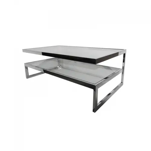  Coffee Table Dax 140x70x45cm silver Clear Glass