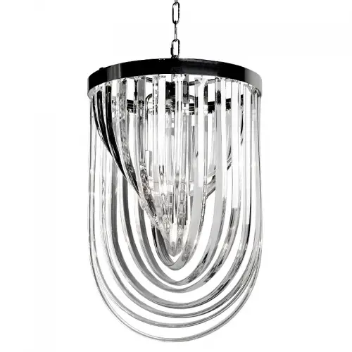 By Kohler  Ceiling Lamp 40x40x63cm luxurious glas and silver (109878)