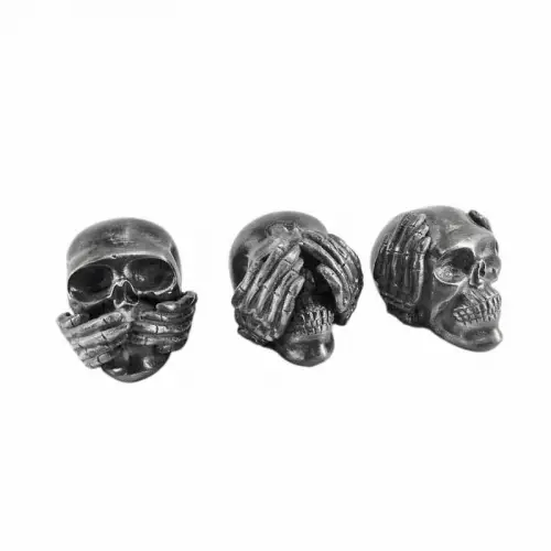  Skul Head Sculpture 17x11x11cm (Set Of 3 Pcs)