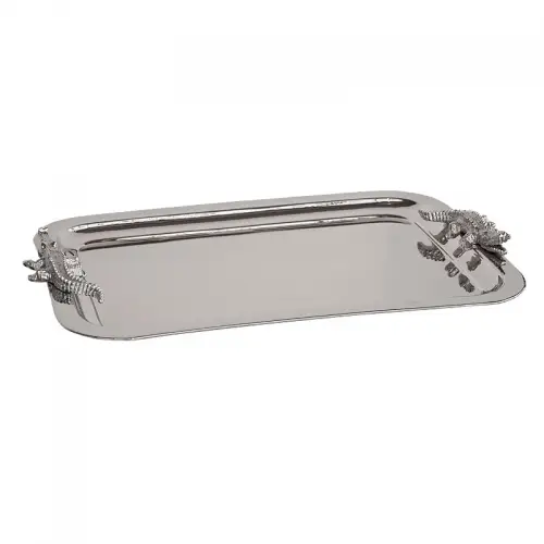 By Kohler  Tray 57x39x4cm Aligator handle silver (106995)