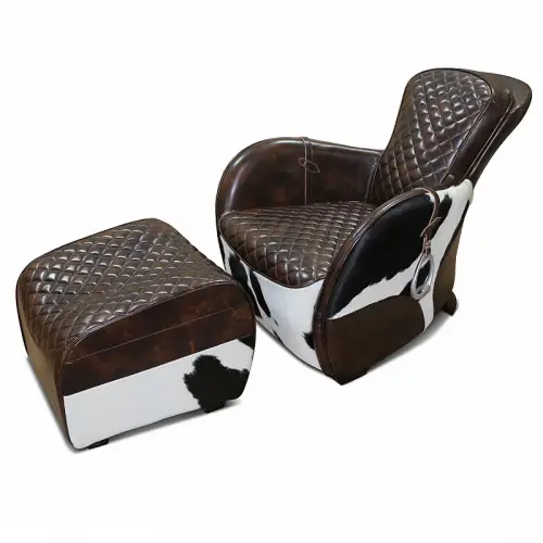 By Kohler  Trevor 1-Seater & Ottoman leather and black and white (114813)